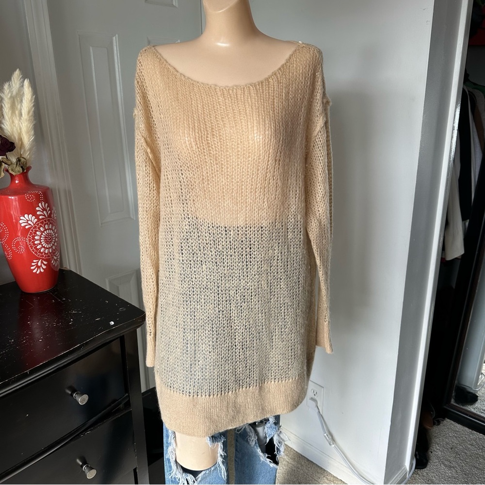 FREE PEOPLE MOHAIR BLEND TRANSPARENT TUNIC SWEATER - Picture 5 of 12
